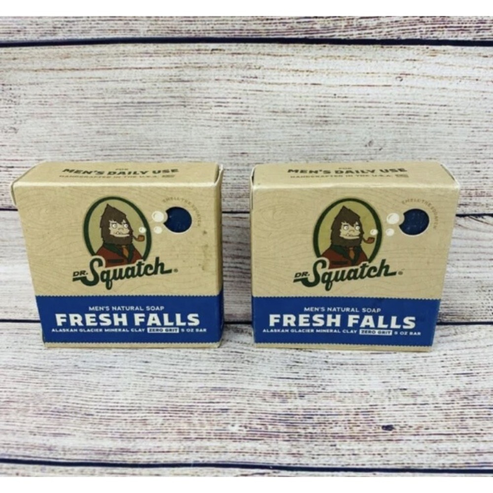 Lot of 2! Dr. Squatch Fresh Falls Soap 5oz Men’s Natural Bar Soap Zero Grit NEW